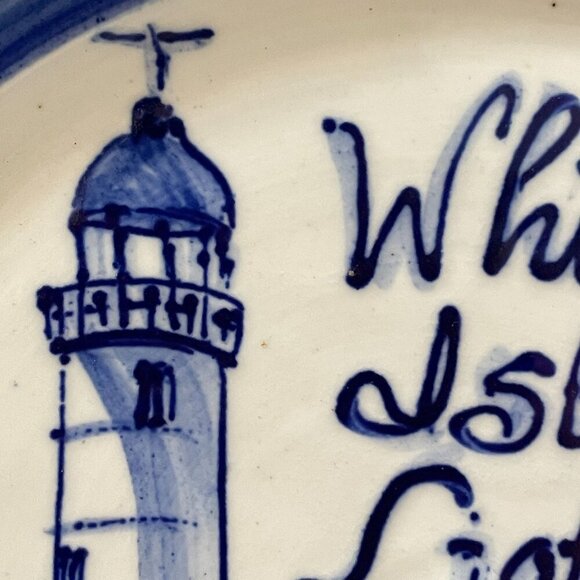 Vintage 2003 NH Isles of Shoals White Island Lighthouse Great Bay Pottery Plate - Picture 2 of 7